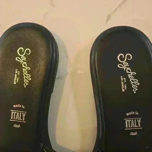 Seychelles Tulum Made In Italy Flats Round Toe Leather Sandals Black Size 9 - Picture 4 of 5